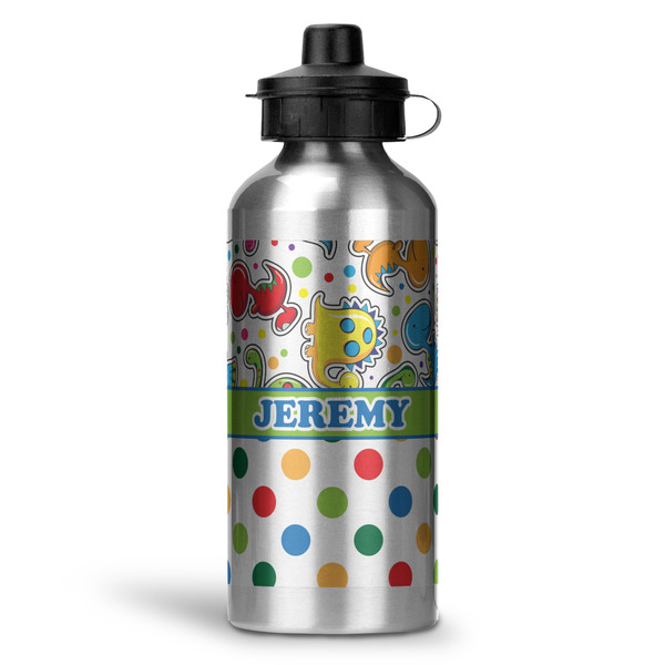 Custom Dinosaur Print & Dots Water Bottle - Aluminum - 20 oz (Personalized)