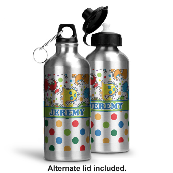 Dinosaur Print & Dots Aluminum Water Bottle - Alternate lid options