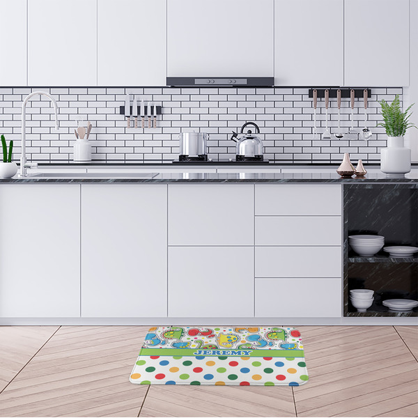 Dinosaur Print & Dots Anti-Fatigue Kitchen Mats - LIFESTYLE