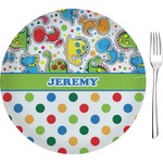 Dinosaur Print & Dots 8" Glass Appetizer / Dessert Plates - Single or Set (Personalized)