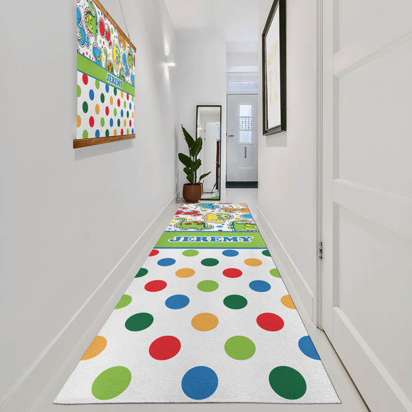 Dinosaur Print & Dots Area Rug Sizes - In Context (vertical)