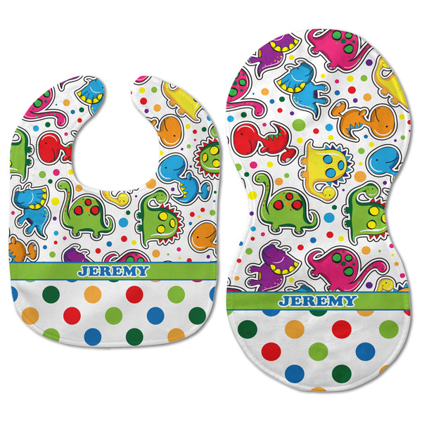 Dinosaur Print & Dots Baby Bib & Burp Set - Approval (new bib & burp)
