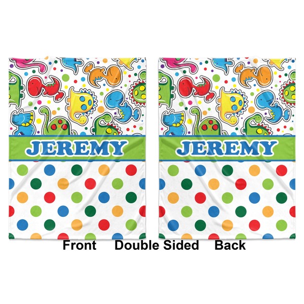 Dinosaur Print & Dots Baby Blanket (Double Sided - Printed Front and Back)