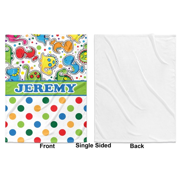 Dinosaur Print & Dots Baby Blanket (Single Side - Printed Front, White Back)