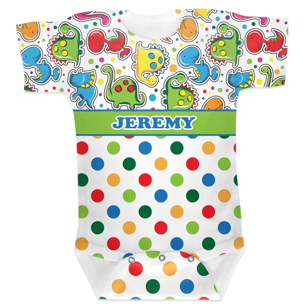 Custom Dinosaur Print & Dots Baby Bodysuit 0-3 (Personalized)