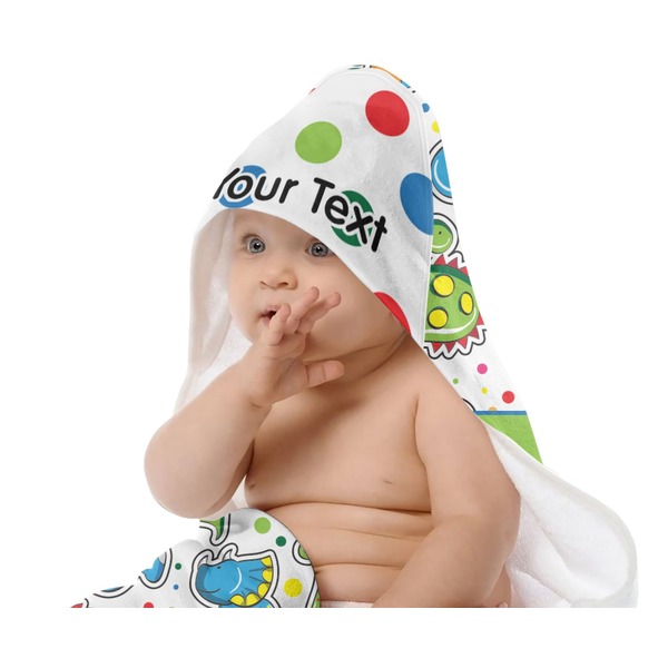 Dinosaur Print & Dots Baby Hooded Towel on Child