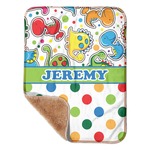 Dinosaur Print & Dots Sherpa Baby Blanket - 30" x 40" w/ Name or Text