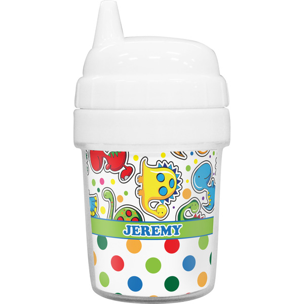 Custom Dinosaur Print & Dots Baby Sippy Cup (Personalized)