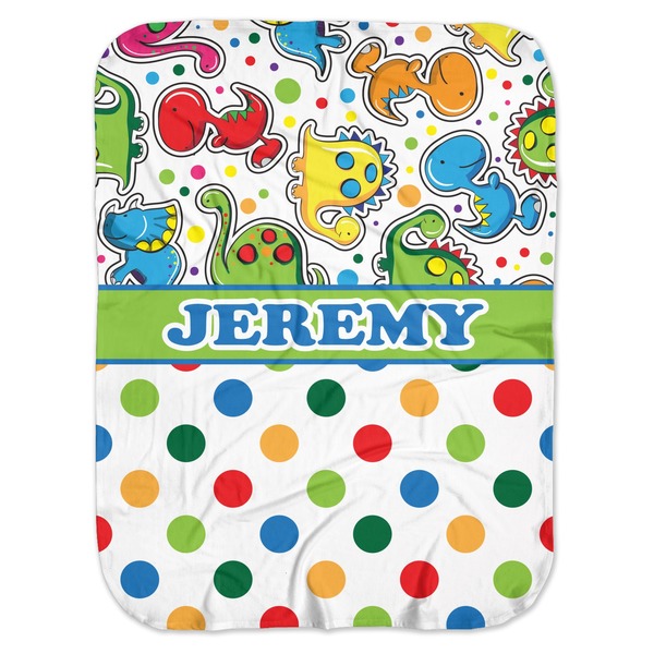 Custom Dinosaur Print & Dots Baby Swaddling Blanket (Personalized)