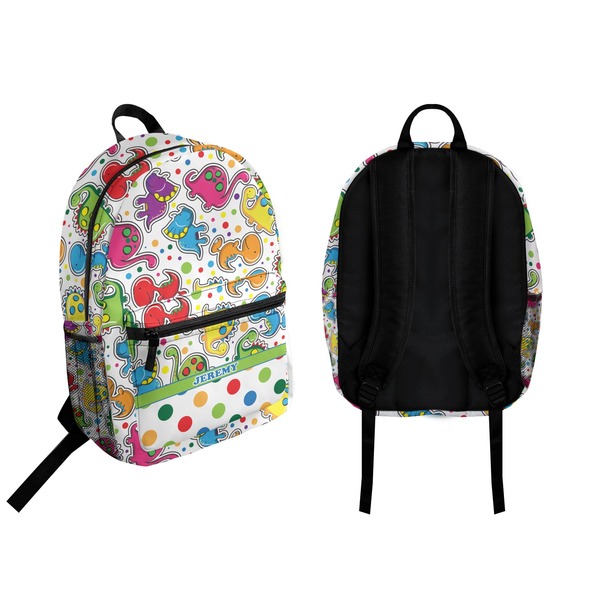 Dinosaur Print & Dots Backpack front and back - Apvl