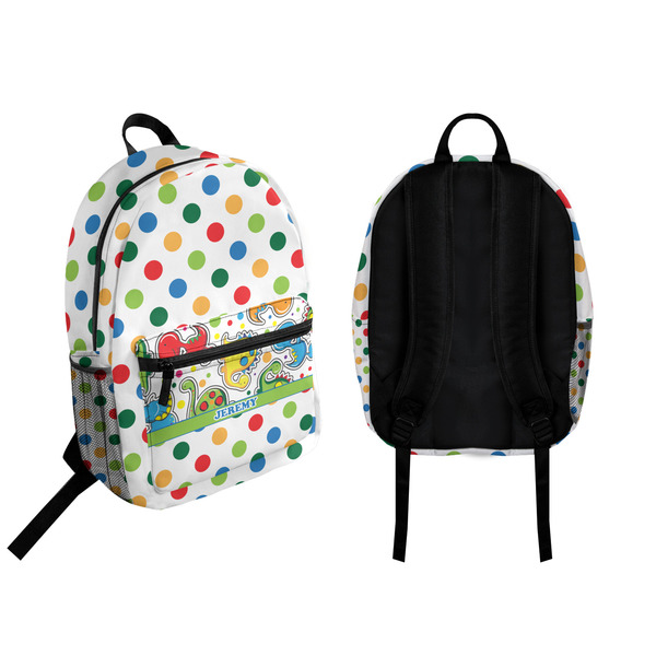 Dinosaur Print & Dots Backpack front and back - Apvl