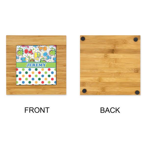 Dinosaur Print & Dots Bamboo Trivet with 6" Tile - APPROVAL