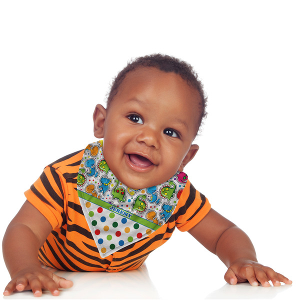 Dinosaur Print & Dots Bandana Bib - (Lifestyle 1 boy)