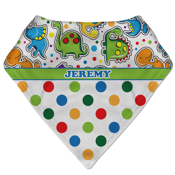 Custom Dinosaur Print & Dots Bandana Bib (Personalized)