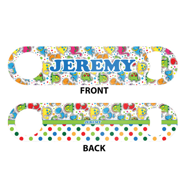 Dinosaur Print & Dots Bar Bottle Opener - White - Approval