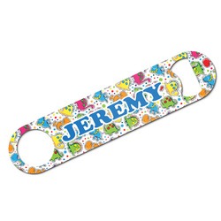 Dinosaur Print & Dots Bar Bottle Opener w/ Name or Text