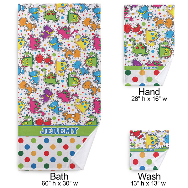 Dinosaur Print & Dots Bath Towel Sets - 3-piece - Approval