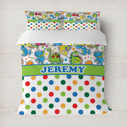 Dinosaur Print & Dots Duvet Cover (Personalized)