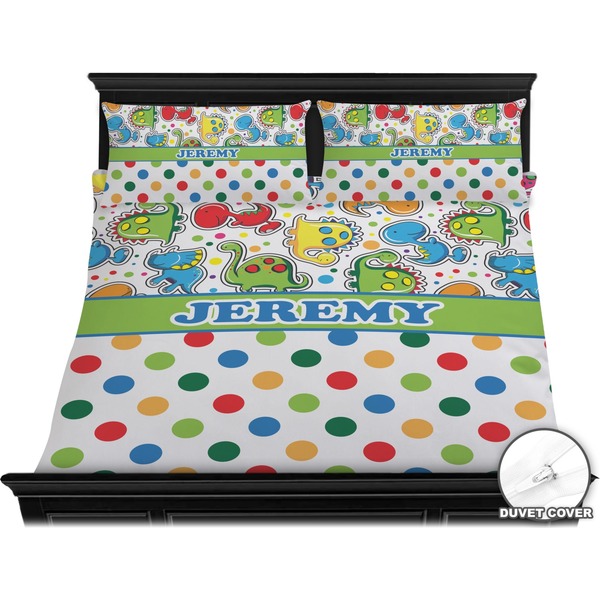 Dinosaur Print & Dots Bedding Set (King) - Duvet