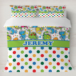 Dinosaur Print & Dots Duvet Cover Set - King (Personalized)