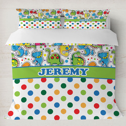 Dinosaur Print & Dots Duvet Cover Set - King (Personalized)