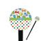Dinosaur Print & Dots 7" Round Plastic Stir Sticks - Black - Single Sided (Personalized)