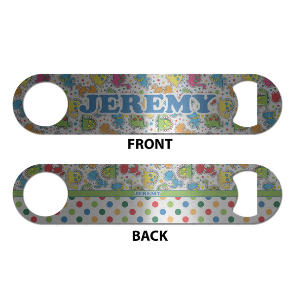 Dinosaur Print & Dots Bottle Opener - Front & Back
