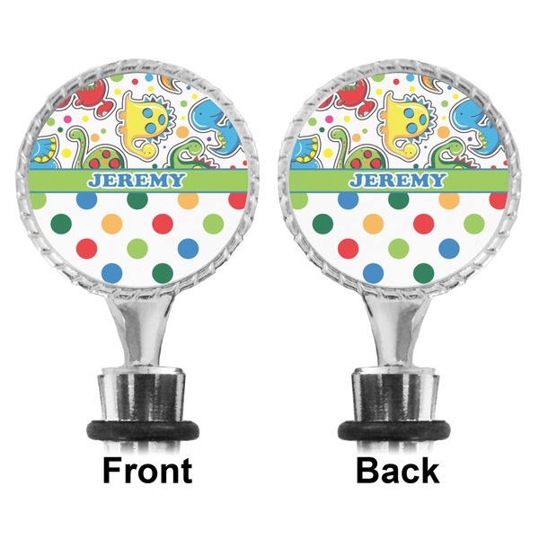 Dinosaur Print & Dots Bottle Stopper - Front and Back