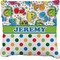 Dinosaur Print & Dots Faux-Linen Throw Pillow 18" (Personalized)