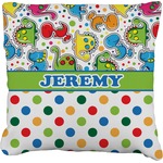 Dinosaur Print & Dots Faux-Linen Throw Pillow 26" (Personalized)