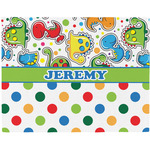 Dinosaur Print & Dots Woven Fabric Placemat - Twill w/ Name or Text