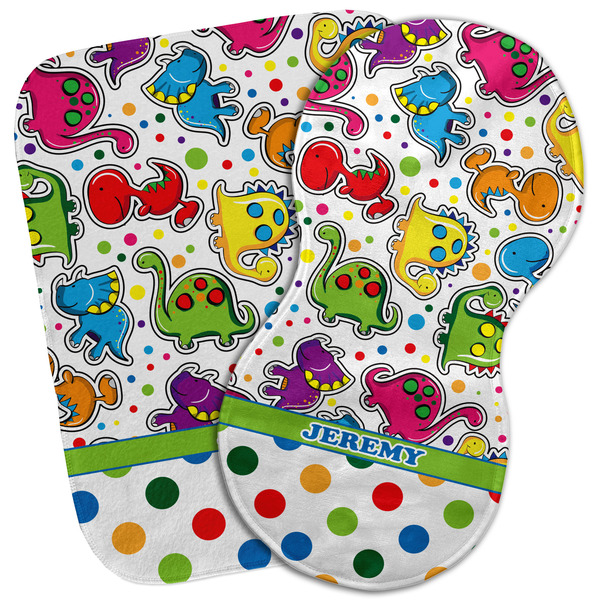 Custom Dinosaur Print & Dots Burp Cloth (Personalized)