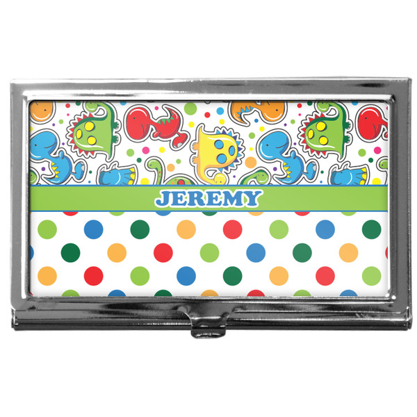 Custom Dinosaur Print & Dots Business Card Case