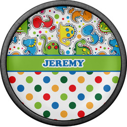 Dinosaur Print & Dots Cabinet Knob (Black) (Personalized)