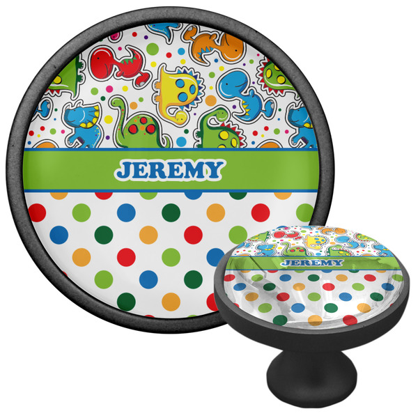 Dinosaur Print & Dots Cabinet Knob - Black - Multi Angle
