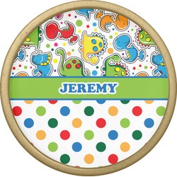 Dinosaur Print & Dots Cabinet Knob - Gold (Personalized)