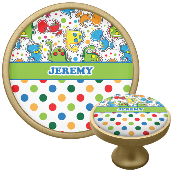 Dinosaur Print & Dots Cabinet Knob - Gold - Multi Angle