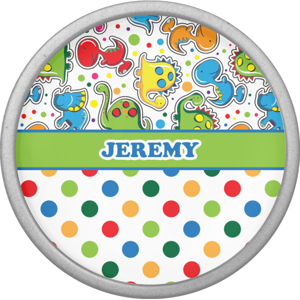 Dinosaur Print & Dots Cabinet Knob - Nickel - Front