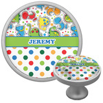 Dinosaur Print & Dots Cabinet Knob (Silver) (Personalized)