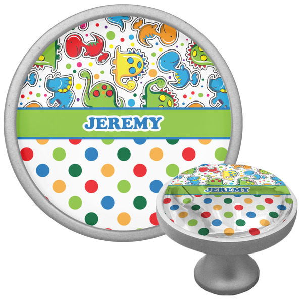 Dinosaur Print & Dots Cabinet Knob - Nickel - Multi Angle