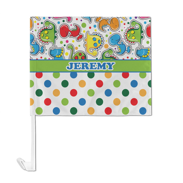 Dinosaur Print & Dots Car Flag - Large - FRONT
