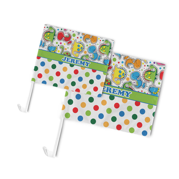 Dinosaur Print & Dots Car Flags - PARENT MAIN (both sizes)