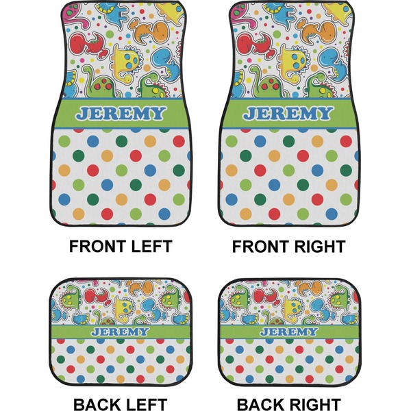 Dinosaur Print & Dots Car Floor Mats Set (2F + 2B)