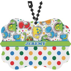 Dinosaur Print & Dots Rear View Mirror Charm (Personalized)