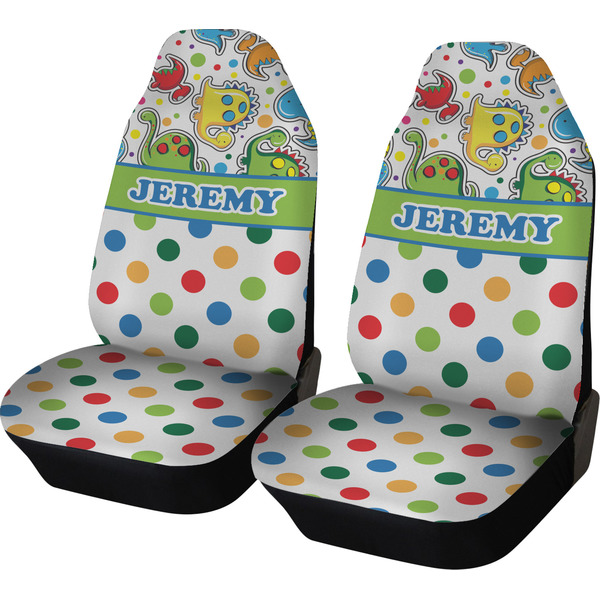 Custom Dinosaur Print & Dots Car Seat Covers (Set of Two) (Personalized)