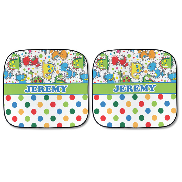 Dinosaur Print & Dots Car Sun Shades - FRONT