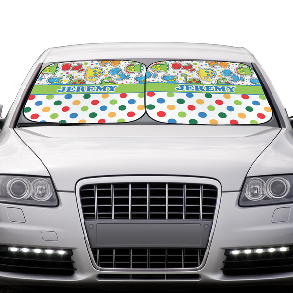 Dinosaur Print & Dots Car Sun Shades - IN CONTEXT
