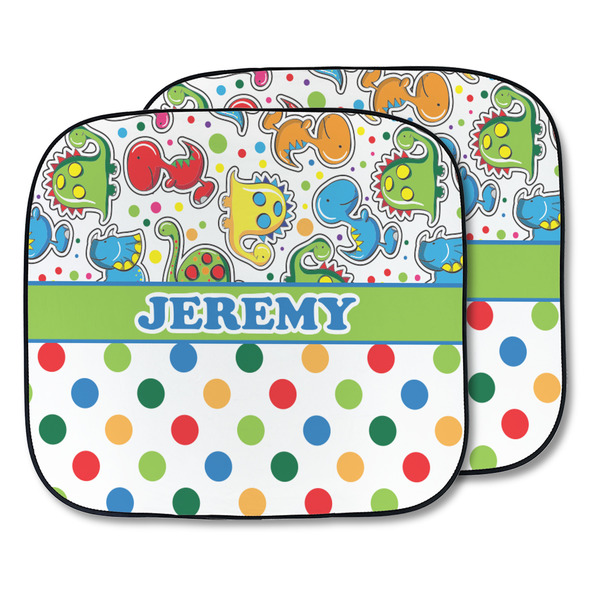 Custom Dinosaur Print & Dots Car Sun Shade - Two Piece (Personalized)