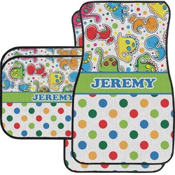 Dinosaur Print & Dots Car Floor Mats Set - 2 Front & 2 Back (Personalized)