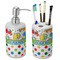 Dinosaur Print & Dots Ceramic Bathroom Accessories Set (Personalized)